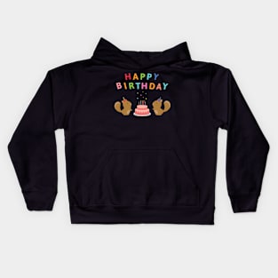 Happy Birthday Cake Celebrating with Cute Squirrels Kids Hoodie